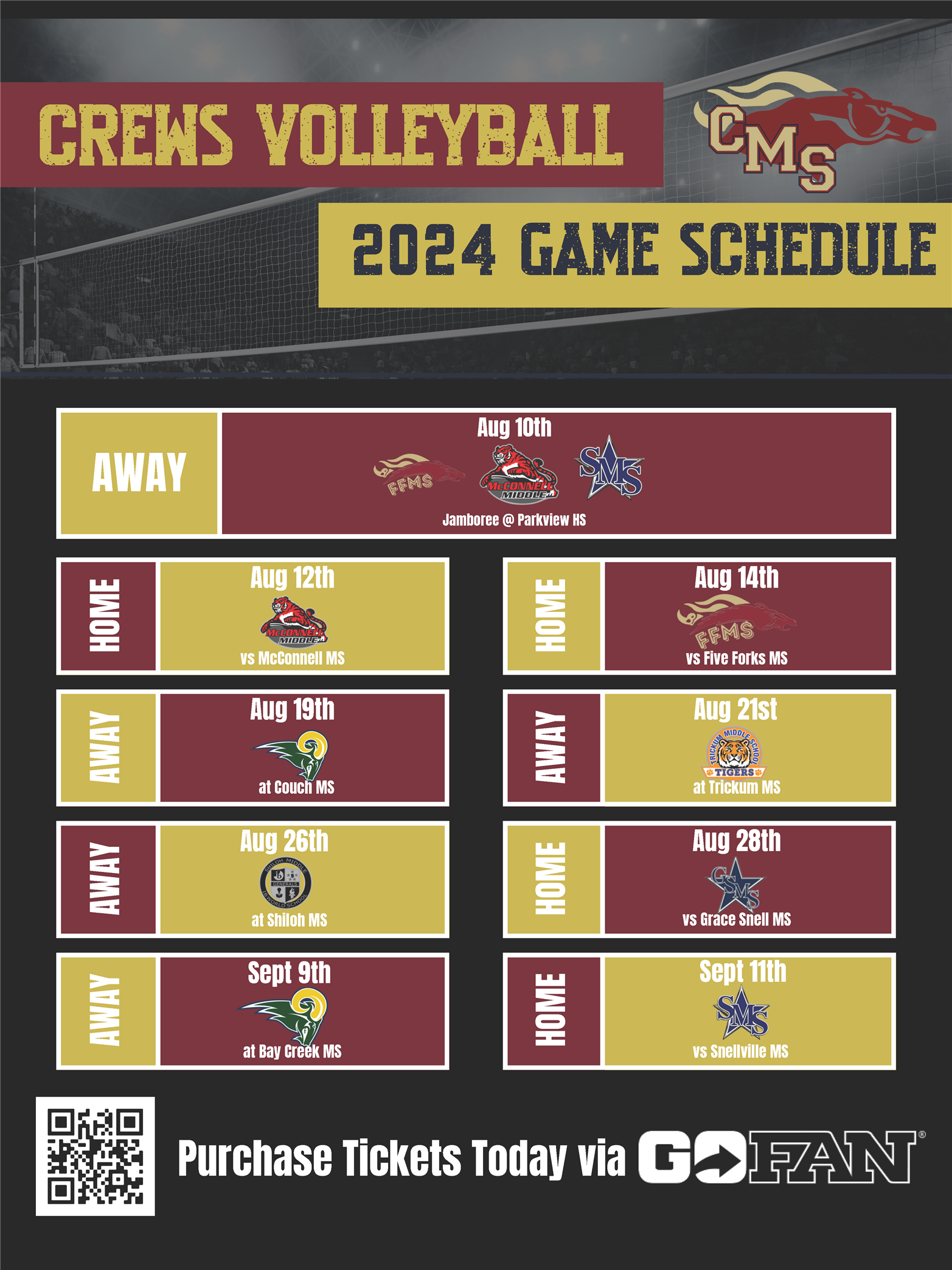 Crews 2024-2025 game schedule